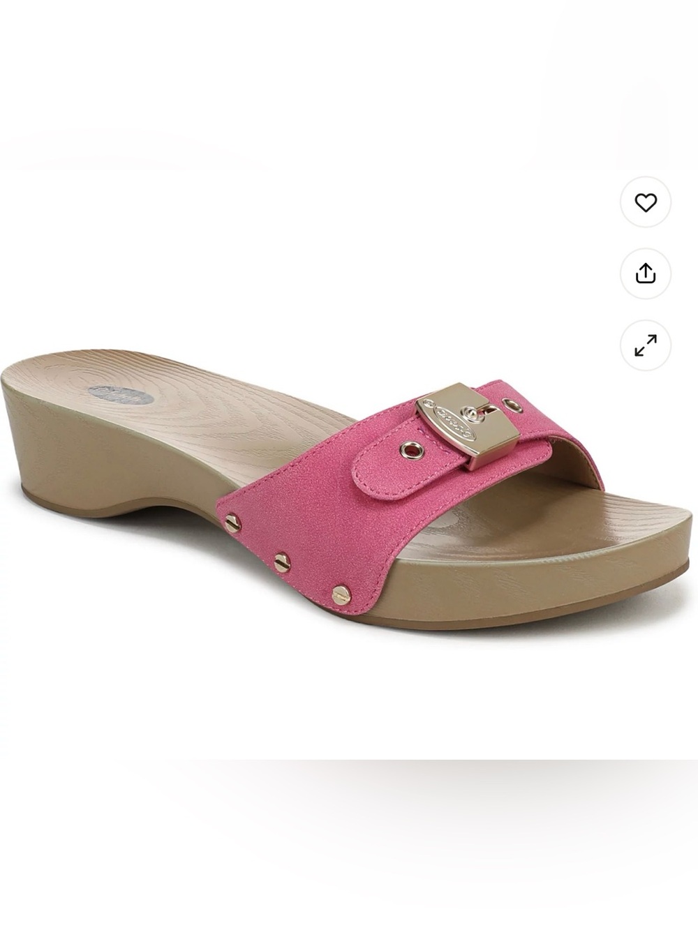 Dr. Scholl's Classic Slip On Slide Wedge Sandals in Pink faux Leather Size 11M